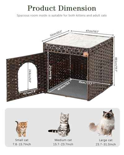 Cat Litter Box Enclosure (Brown / Standard With 1 Cat Bed)