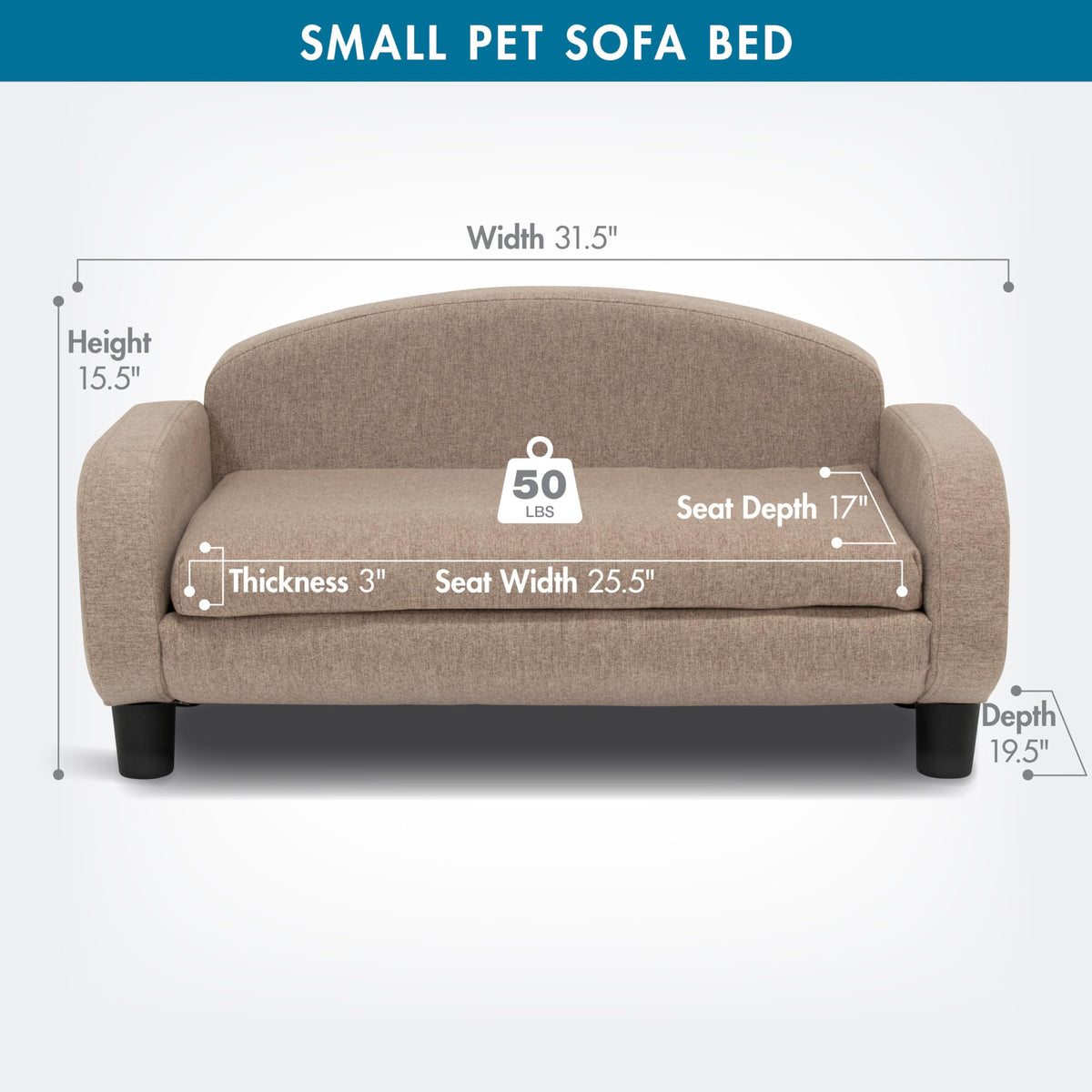 Cat Sofa Bed Pet Couch for Indoor Cats Elevated Cat Beds with Removable Washable Mattress Cover for Kitten (Pet Sofa / Sand)