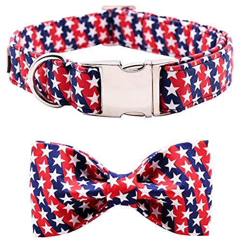 Patriotic Dog Collar with Bowtie (Star / Large (Pack of 1))
