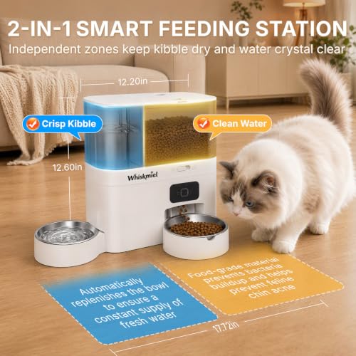 5L WiFi Automatic Cat Feeder & 3L Water Dispenser (White - WiFi)