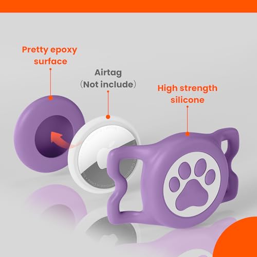 Waterproof Airtag Dog Collar Holder for Apple Air Tag (Purple)