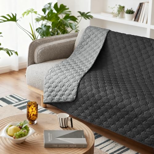 Waterproof Dog Blankets for Large Dogs (82x82 Inch (Pack of 1) / Dark Charcoal/Light Charcoal)