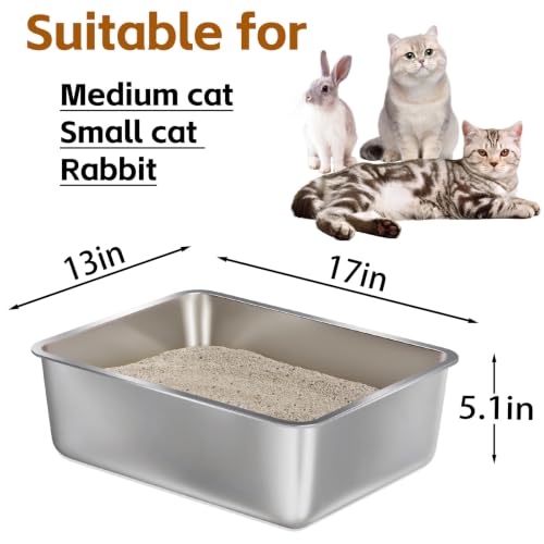 Stainless Steel Litter Box 2 Pack (2packs-L-6" H)