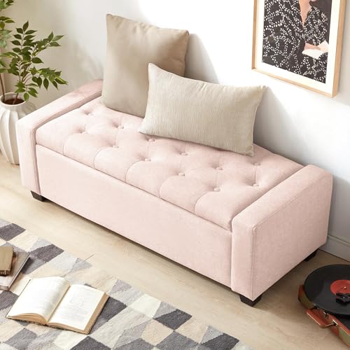 48" Ottoman with Storage (Pink / 19.7"D x 48"W x 16.9"H)