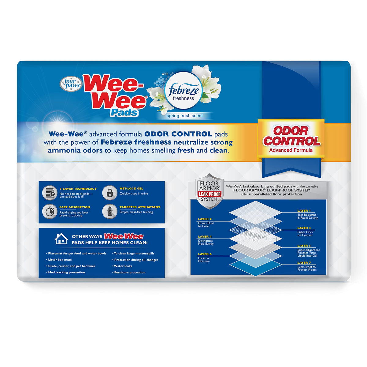 Wee Wee Odor Control with Febreze Freshness Pee Pads for Dogs & Puppies (50 Count)