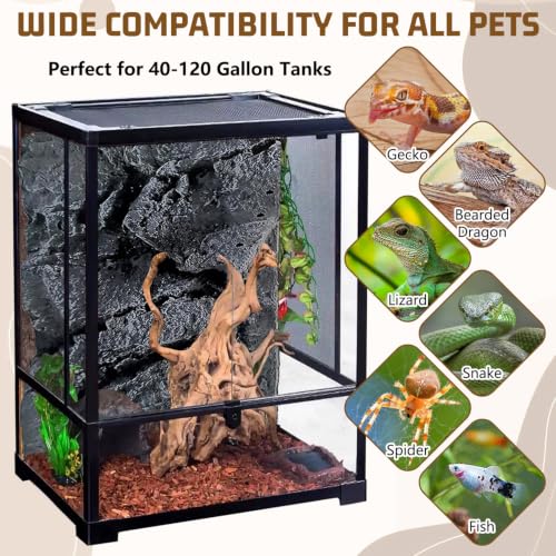 Rock Terrarium Background 3D Reptile Tank Background Board Amphibian Stereo Backdrop Wall Snake Habitat Decor for Lizard Bearded Dragon Gecko Spider Chameleon Turtle Fish (Qinglong Stone)