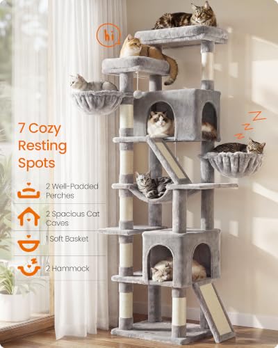 Large Cat Tree (Dove Gray / 21.6"L x 17.7"W x 81.1"H)
