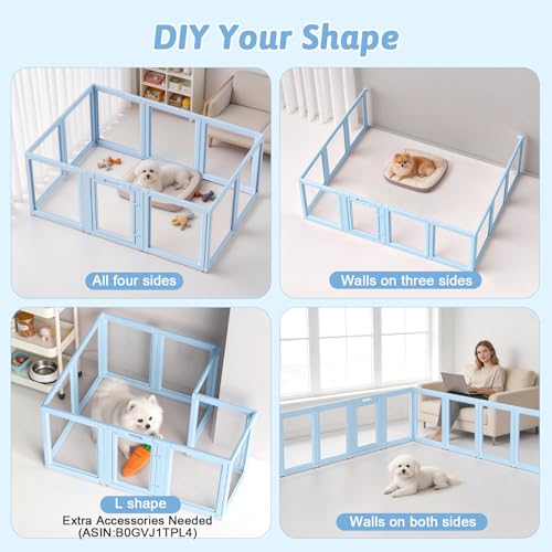 Acrylic Dog Playpen Indoor (Sky Blue / 23.6"H)