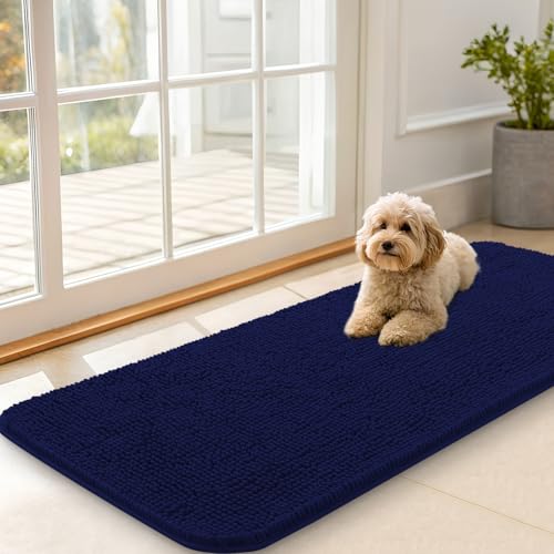 Dog Door Mat for Muddy Paws 47x20 (Navy Blue / 47" X 20")