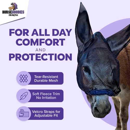 Donkey Fly Mask with Long Ears (Mini Donkey / Blue)