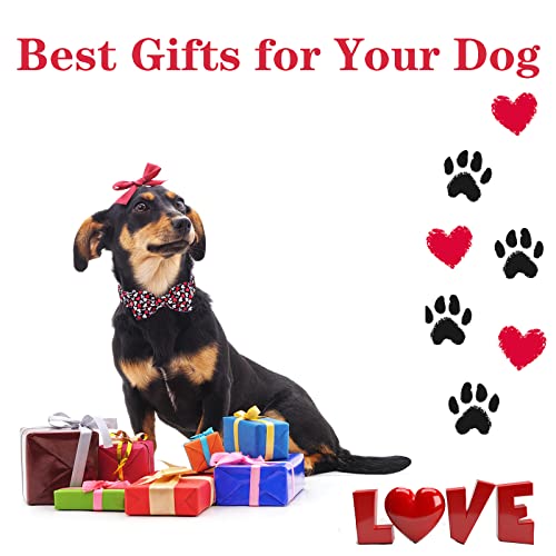 Valentine's Day Dog Collar with Bow Tie Black & Red Heart Puppy Collar Best Gothic Style Gift for Small Medium Large Boys Girls (Small / Gothic Love)