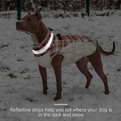 Dog Jacket for Small Dogs Warm Dog Jackets with Harness Built in (Red Plaid / XS(chest:14in))