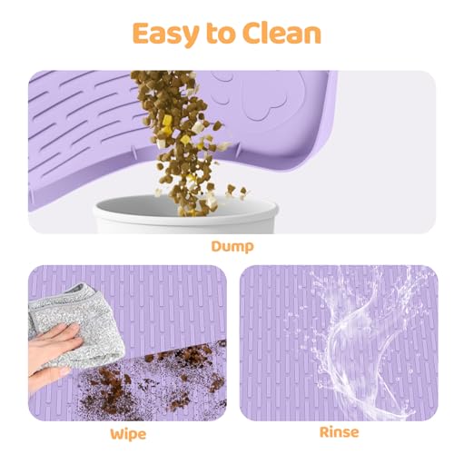 Dog Food Mat 34''x22'' Extra Large Dog Mat for Food and Water (34"L x 22"W / Purple)