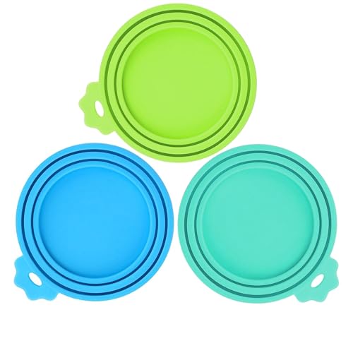 3 Pack Pet Food Can Covers (Blue/Green/Teal)