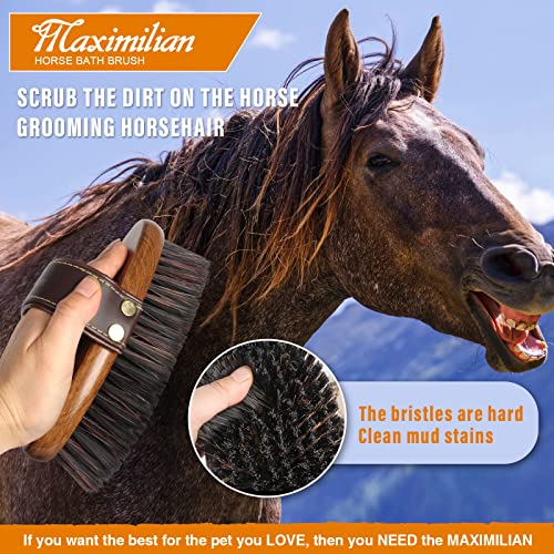 Handmade Horse Brush Professional Horse Brushes for Grooming (Brown)