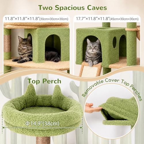 S72 Heavy Duty Cactus Cat Trees for Large Cats 20 lbs+ (Cactus / 72 inch)