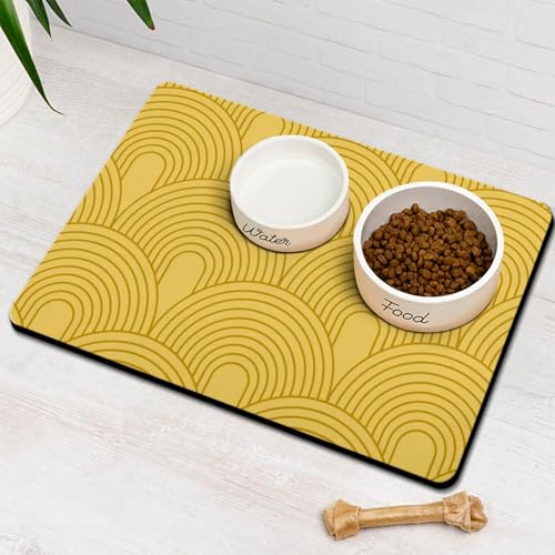 Dog Food Mats for Floors Absorbent (L(17"×30") / 01-Yellow)