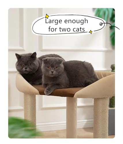 Modern Cat Tree Tower with Extra Large Platform Perch Bed for Maine Coon and Big Couch Sofa for Multiple Cats (A)