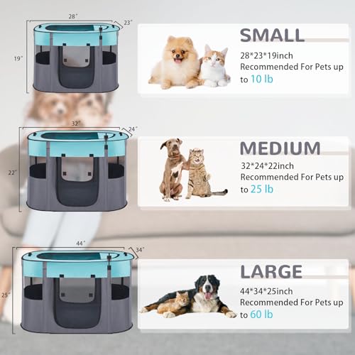Pet Dog Cat Playpen with Waterproof Pad (Green / Small(28*23*19))