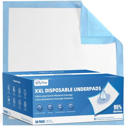 50 Count Extra Large Chucks 36"x36" Thicken Elderly Adults Incontinence Bed Pads Disposable (36"x36" (50 Count))