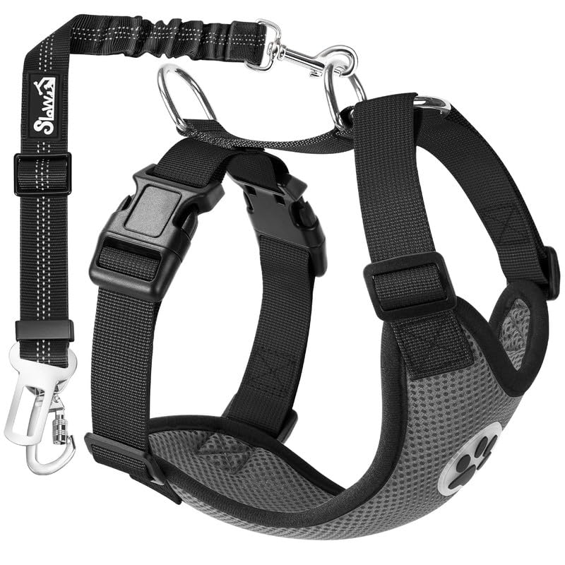 Dog Seat Belt and Harness for Car (Grey / XX-Small)