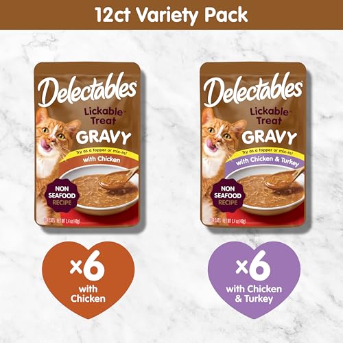 Lickable Treat Gravy Wet Cat Treat Variety Pack (1.4 Ounce (Pack of 12))