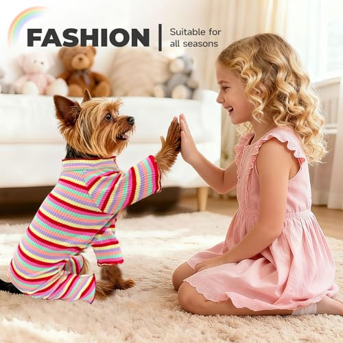 Striped Dog Pajamas Stretchy Cute Four (Red / Medium)