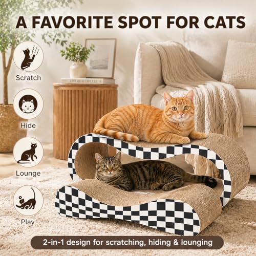 2 in 1 Large Cardboard Cat Scratcher Lounger (2 IN 1 Large Checkerboard)