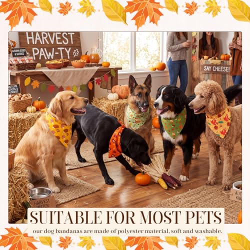 50 Pcs Fall Dog Bandanas Bulk for Autumn Pet Soft Bibs Adjustable Squirrel Fox Hedgehog Kerchief Bandana for Small Medium Large Grooming Accessories (Fall Animals / 31.5 x 21.7 x21.7 Inch)