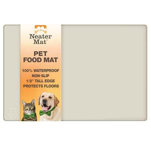 Neater Mat Pet Mats for Food and Water (19"L x 12"W / Cream)