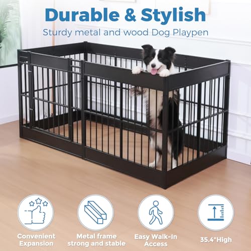 Furniture Style Dog Playpen (Black / 6 Panels (27.5" High))