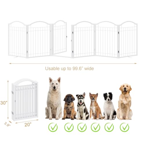 Metal No Assembly Freestanding Dog Gate with Door Walk Through (White / 6 Panels-S)