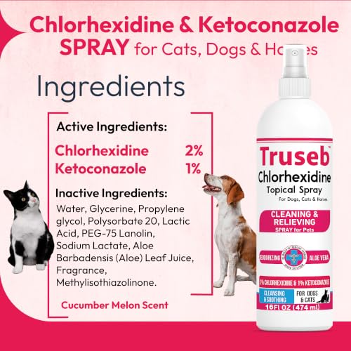 Truseb Medicated Topical Ketoconazole and Chlorhexidine Spray for Dogs