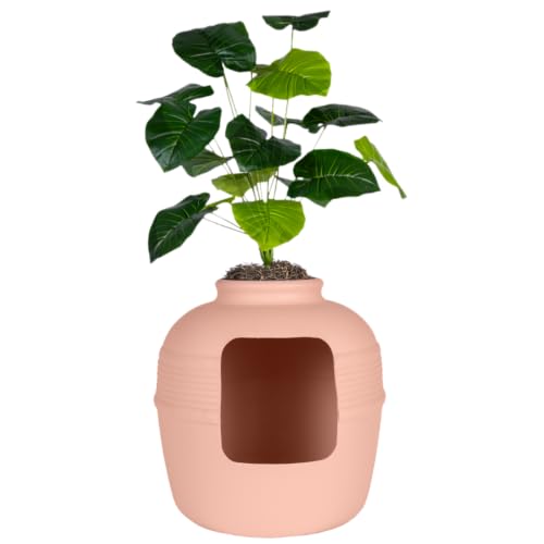 Original Hidden Litter Box Planter (Broad Leaf Philodendron / Base Kit / Blush Coral)