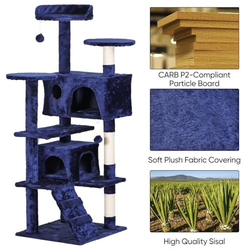 54 in Cat Tree Tower for Indoor Cats Multi (Blue)