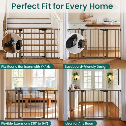 30 54" Extra Wide Baby Gate (Brown / 30"-54" W x 30.5" H)