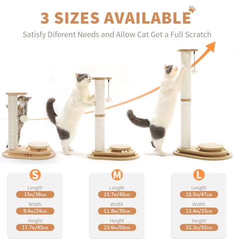 Made4Pets Cat Scratching Post for Indoor Cats with Ball Track 23.4" (23.4"H)