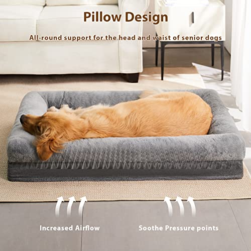 Orthopedic Dog Bed for Large Sized Dogs (L(35*23*6inch) / Grey)