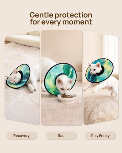 Soft Cat Cone Collar (Aurora Green / M)