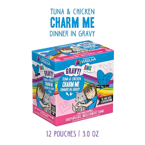 B.F.F. OMG Best Feline Friend Oh My Gravy! Tuna & Chicken Charm Me with Tuna & Chicken in Gravy Cat Food (3 Ounce (Pack of 12))