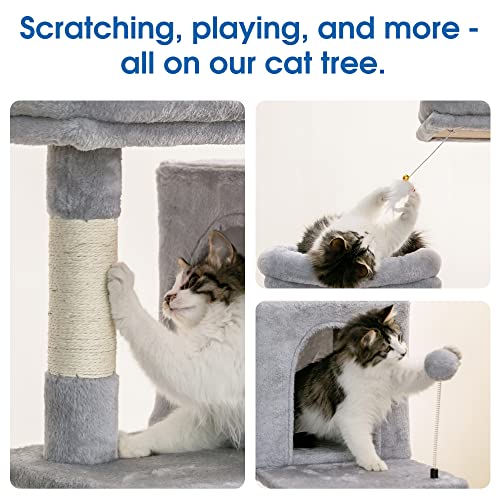 70.1 Inch Large Cat Tree (70.1 in / Light Gray)