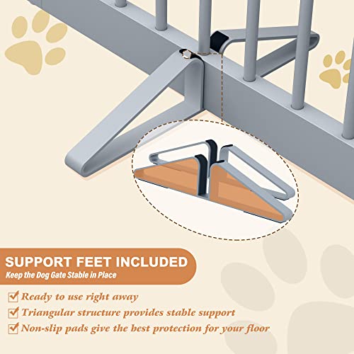 Freestanding Pet Gate for Dogs (24" Height-2 Panel / Gray)