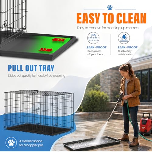 Dog Crate for Large Dogs 48 Inch Folding Kennel Metal Pet Cage Black (Black / 48.0"L x 29.0"W x 31.0"H)