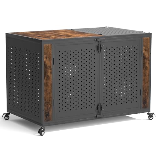 48" Heavy Duty Dog Crate Furniture for High Anxiety Dogs (Black and Brown / 48 inch)