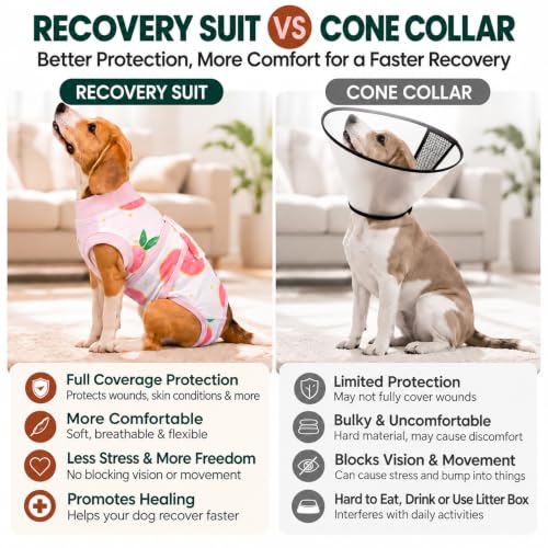 Recovery Suit for Dogs Cats (X-small (Back:8.3-11.4'', Weight:4-7 Lb) / 1#Blush Peach)
