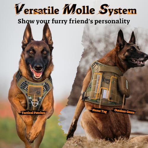 Tactical Dog Harness for Small Dogs (S(Chest:16.1"-31.5",Neck:15.4"-21.6",Back:7.1") / Brown Camo)