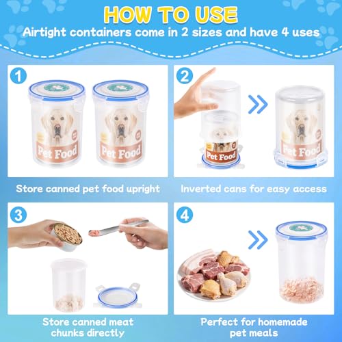 Canned Dog Food Storage Lids Reusable Airtight Can Cover (2 Jar（L）+1 Spoon)