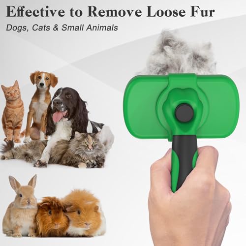 Self Cleaning Slicker Brush for Dogs & Cats (Green)