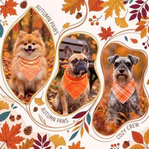 100 Pcs Fall Plaid Dog Bandanas Bulk (Fall Plaid / 19.7 x 13.8 x 13.8 Inch)