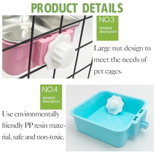Crate Dog Bowl (3 PCS / Small Square (Blue, Green, Pink))